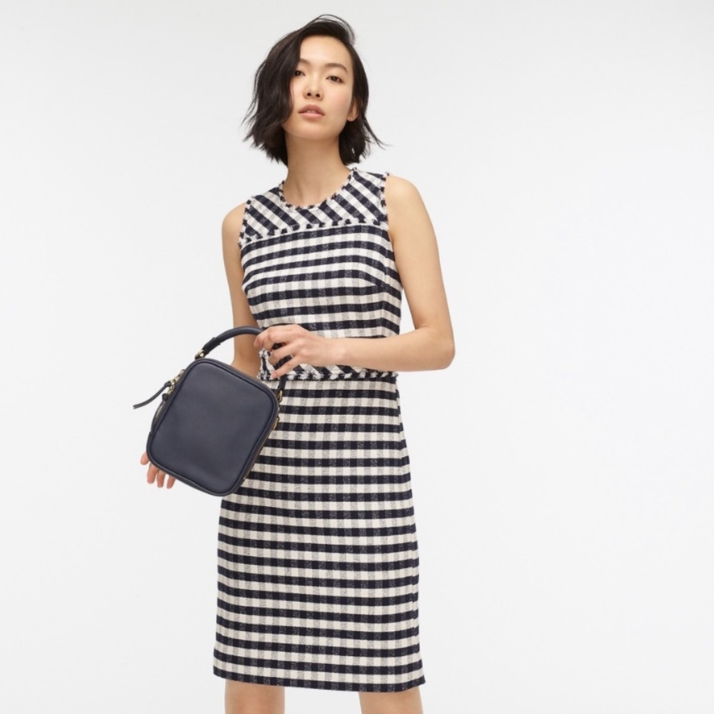 J. Crew Gingham Tweed Silhouette Sheath Dress Size 4P NWT